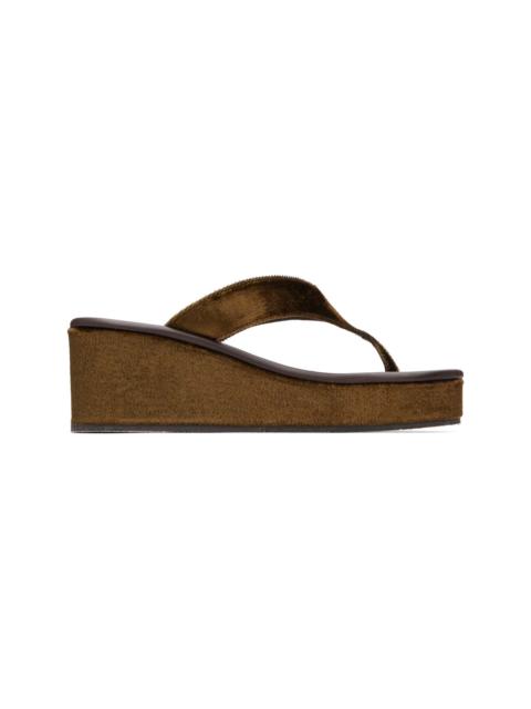 ANCIENT GREEK SANDALS Khaki Charys Low Wedge Heeled Sandals