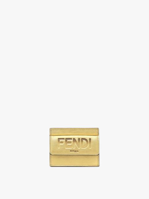FENDI Gold leather card holder