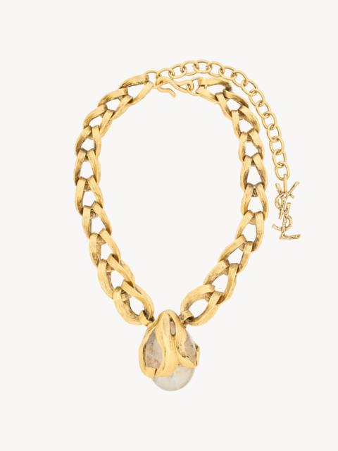 SAINT LAURENT STONE CHAIN NECKLACE IN ROCK CRYSTAL