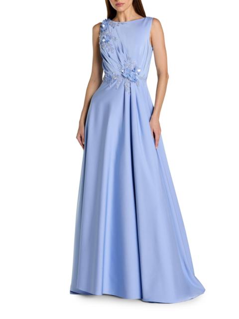 MAC DUGGAL Women's Floral Appliqué Crêpe A-Line Gown - Powder Blue
