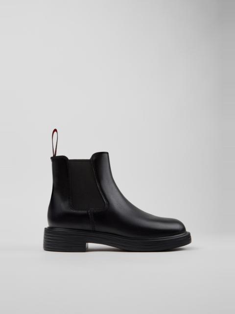 CAMPER Dean Black Leather Ankle Boots for Women.