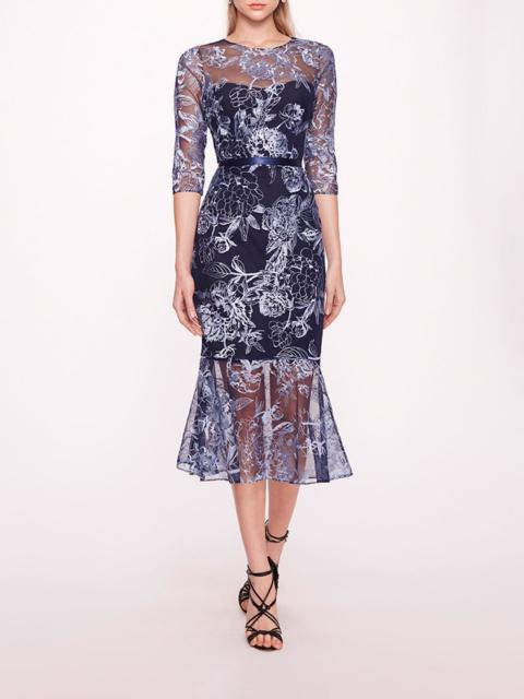 Marchesa PEONIES PENCIL DRESS