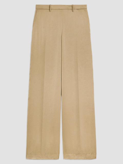 Theory Women's Elasticized Waistband Satin Wide-Leg Pants - Mocha Taupe