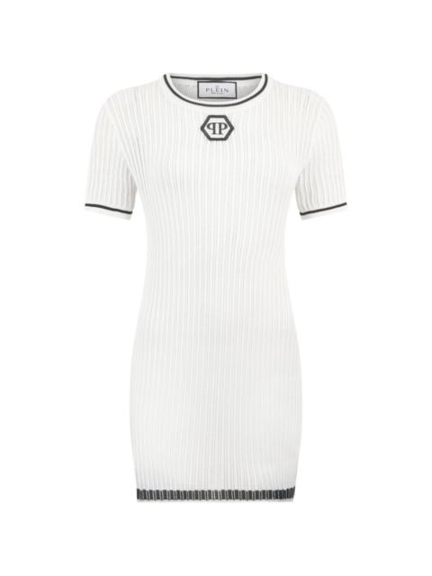 PHILIPP PLEIN logo-hexagon mini dress