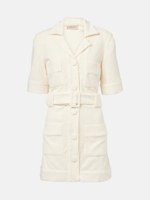 ADRIANA DEGREAS Belted cotton-blend terry minidress