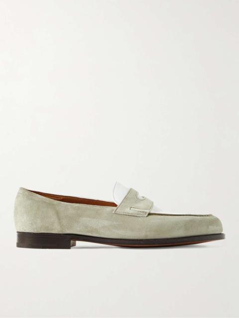 John Lobb Lopez Leather and Suede Penny Loafers