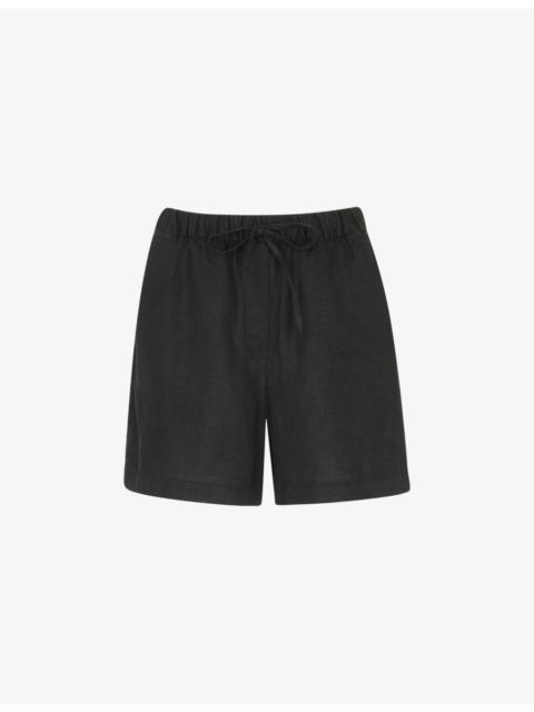 WHISTLES Elasticated-waist high-rise linen shorts