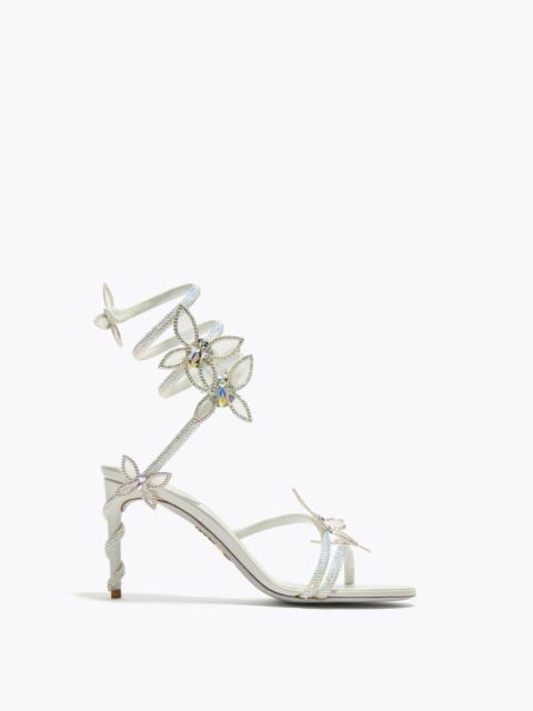 RENE CAOVILLA MARGOT WHITE SANDAL WITH BUTTERFLIES 80