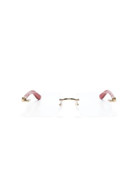 Cartier logo-plaque rectangle-frame glasses