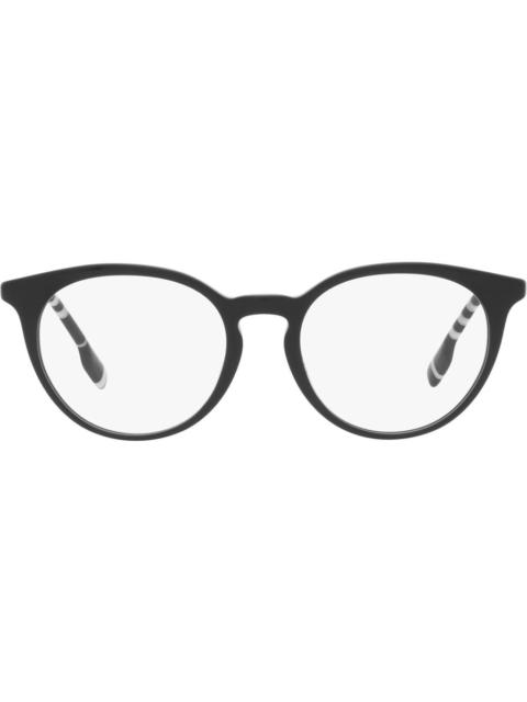 burberry 51mm Round Optical Glasses in Shiny Black at Nordstrom