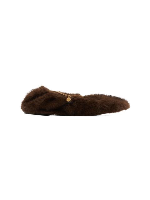 Stella McCartney Brown Mink Ankle Chain Ballerina Flats