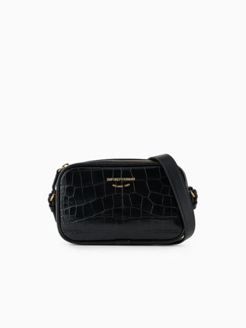 EMPORIO ARMANI Mock croc camera case with shoulder strap