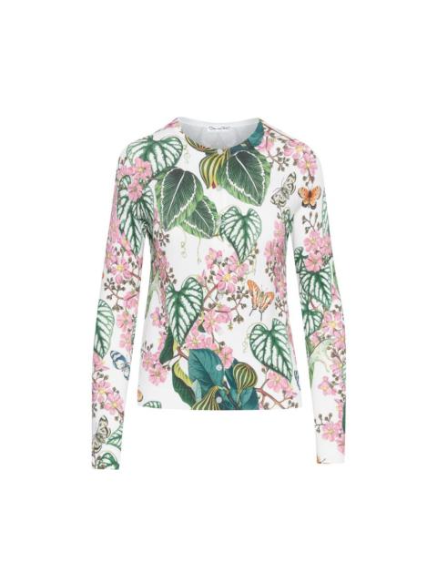 Oscar de la Renta MIXED BOTANICAL PRINTED CARDIGAN