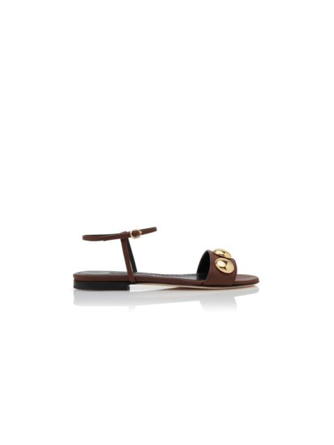 Dark Brown Calf Leather Open Toe Sandals