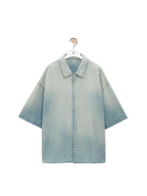 Short sleeve shirt in cotton and linen
