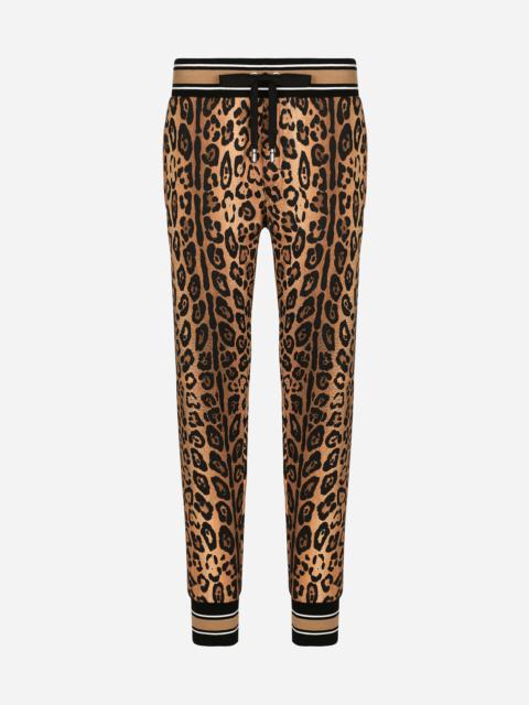 Dolce & Gabbana Jogging pants with leopard-print Crespo and tag