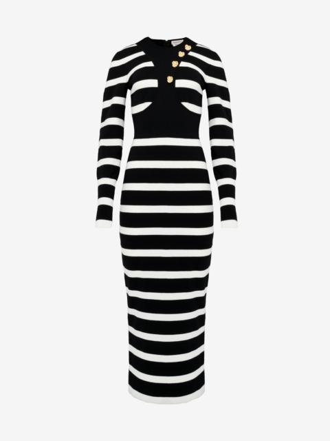 Alexander McQueen Women's Striped Pencil Dress in Black/ivory