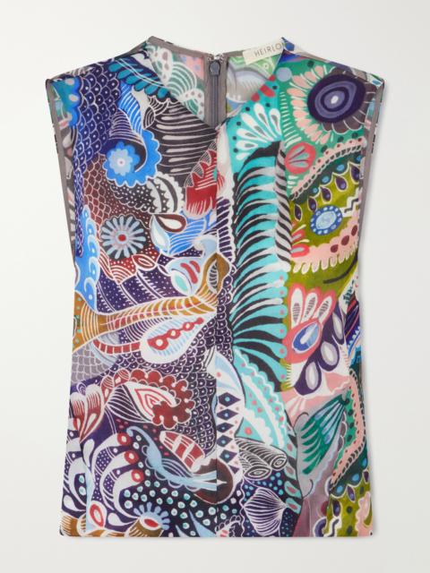 HEIRLOME Printed Silk-organza Top