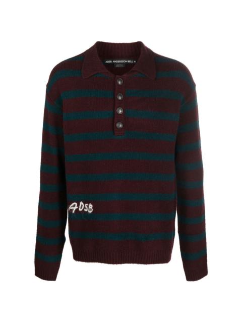 logo-embroidered striped polo shirt