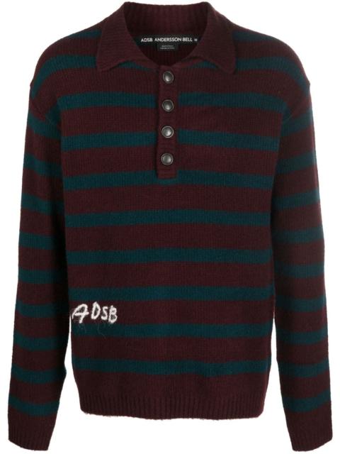 logo-embroidered striped polo shirt