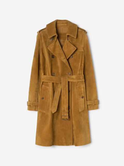 Burberry Mid-length Suede Kensington Trench Coat