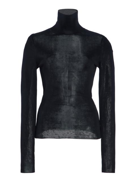 CAROLINA HERRERA Sheer Turtleneck Sweater black