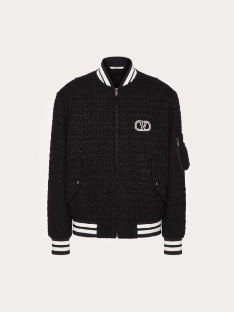 Valentino LUREX WOOL TWEED BOMBER JACKET WITH VLOGO SIGNATURE PATCH