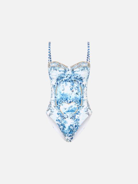 CAMILLA RUCHED CUP UNDERWIRE ONE PIECE THE PORCELAIN PARLOUR