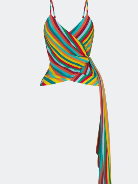 SIMONMILLER Marlowe Crepe Tie Tank In Vibrant Multi Stripe