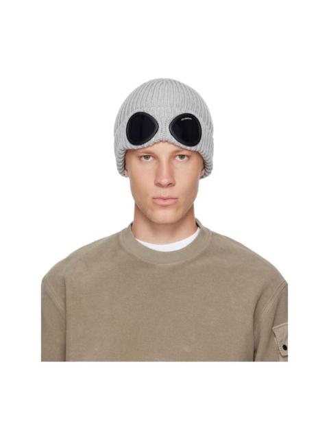 C.P. Company Gray Extrafine Merino Wool Goggle Beanie