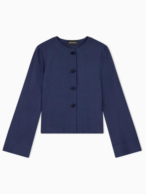 EMPORIO ARMANI ASV MICRO LEOPARD SPOT JACQUARD FLUID FABRIC SHIRT