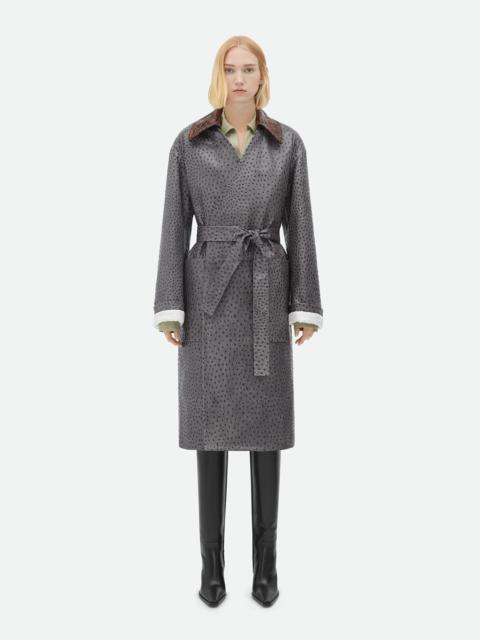 Bottega Veneta Ostrich-Effect Leather Belted Coat