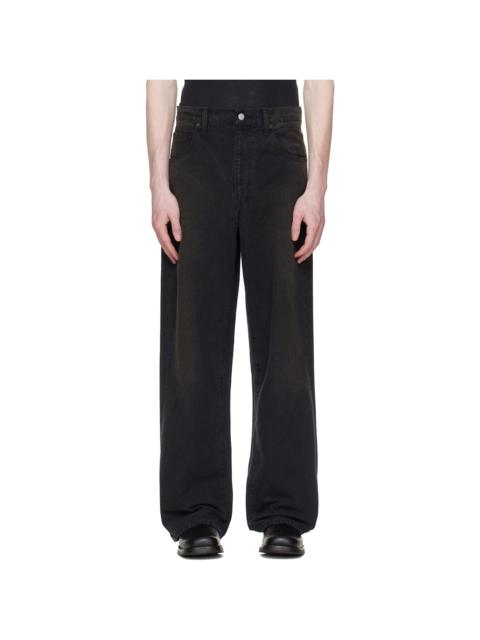 ssstein Black Sulfur Dyed Oxford Vintage Wide Trousers
