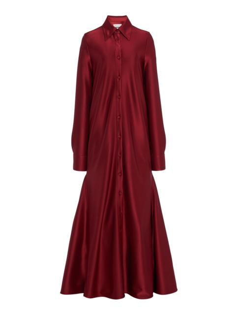 Jil Sander Satin Maxi Shirt Dress red