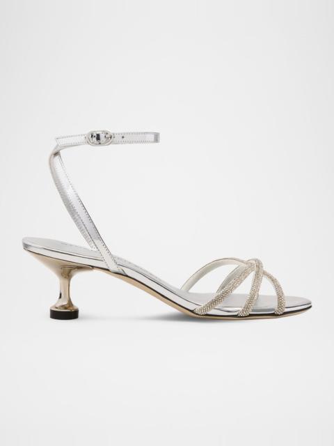Stuart Weitzman 50mm Nudistini Shine Metallic Leather Sandals