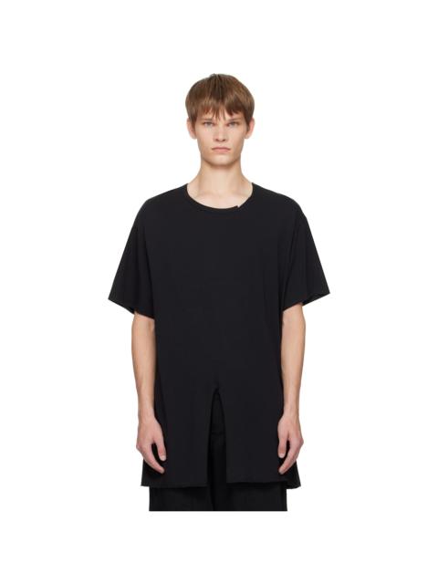 Yohji Yamamoto Black Single Jersey Slit Round Neck T-shirt
