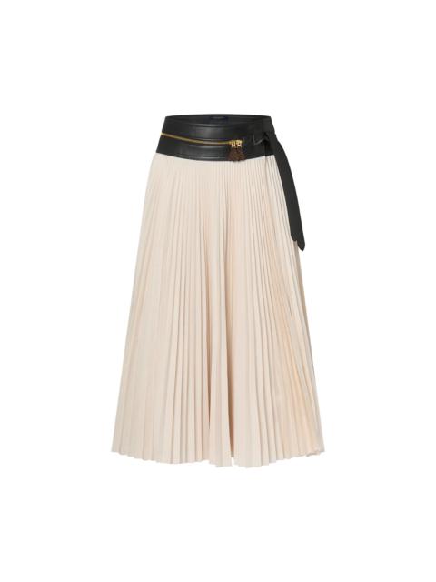 Louis Vuitton Leather Waist Pleated Maxi Skirt