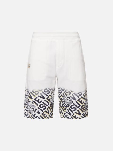 EVISU DARUMA MONOGRAM OMBRE PRINT SWEAT SHORTS