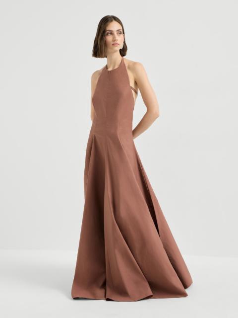 Techno cotton poplin halterneck dress