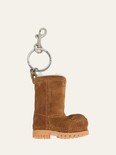 BALENCIAGA Mini Suede Boot Key Ring Bag Charm