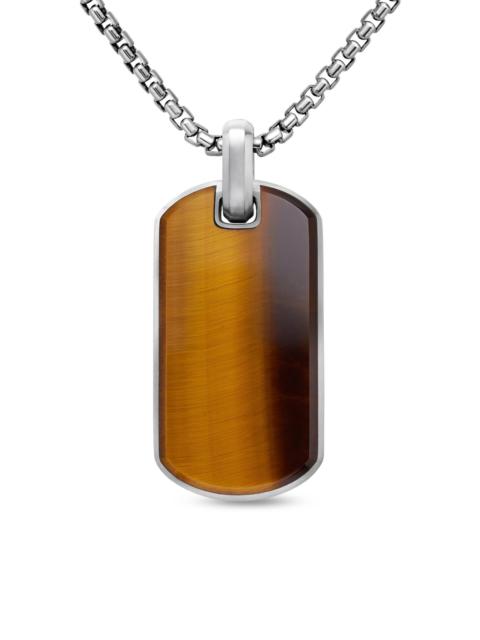 DAVID YURMAN Men's Chevron Tag in Sterling Silver - Tigers Eye