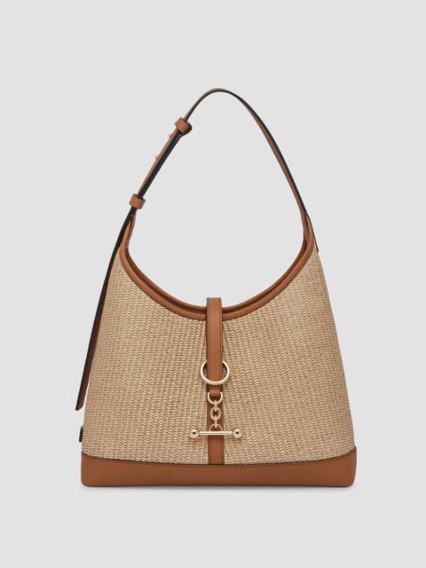 STRATHBERRY Women's Kite Midi Woven Raffia Hobo Bag - Tan Natural