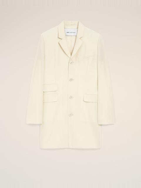 AMI Paris WHITE NEW WOOL STRAIGHT SIMPLE BREASTED COAT