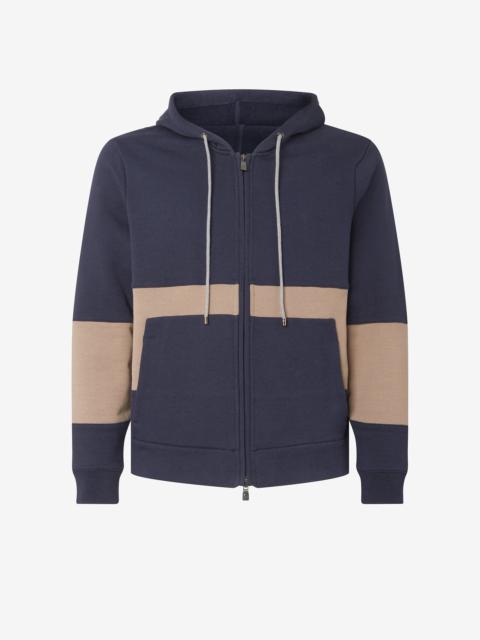 CORNELIANI Blue/brown cotton full-zip sweatshirt