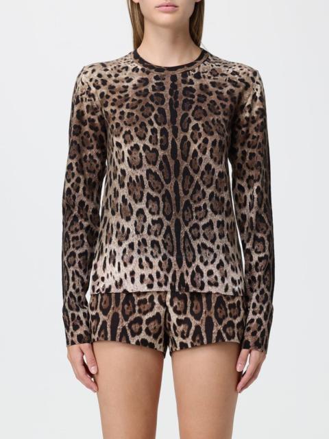 Dolce & Gabbana DOLCE & GABBANA Animalier-Print Virgin Wool Crewneck Jumper
