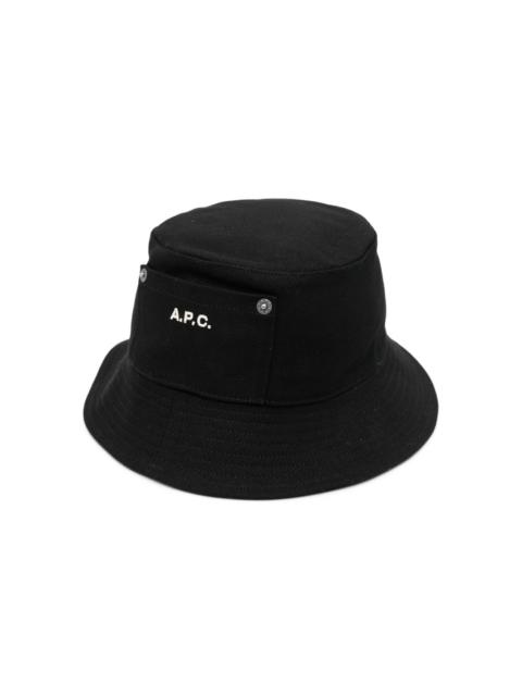 A.P.C. logo-embroidery cotton bucket hat