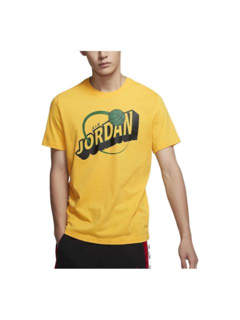 Jordan Men's Air Jordan Alphabet Printing Round Neck Pullover Short Sleeve Yellow T-Shirt CT2001-741