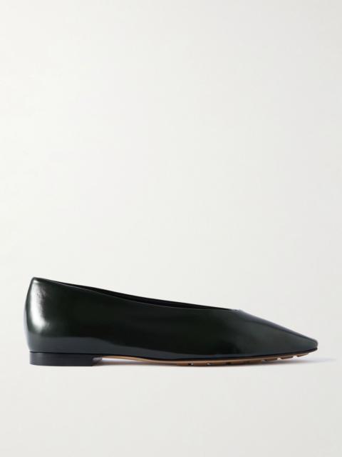 Bottega Veneta Sofia glossed-leather point-toe ballet flats Black