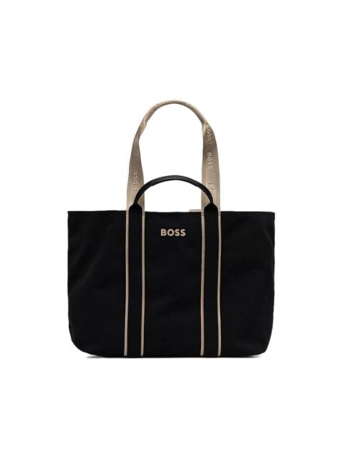 BOSS logo-detail striped tote bag