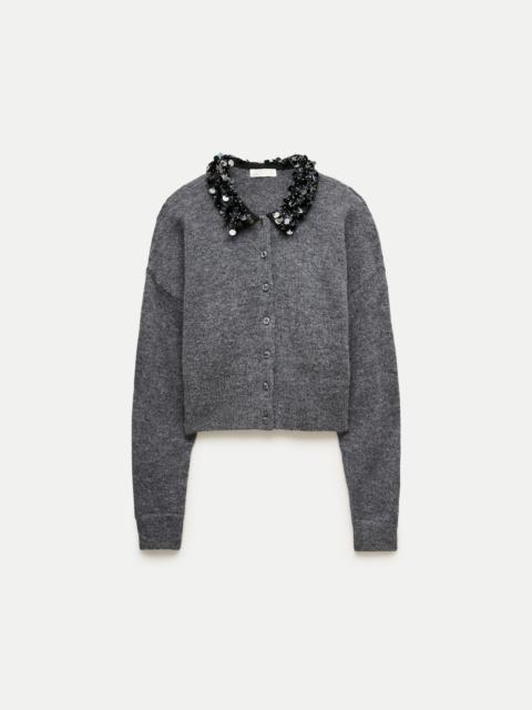 J.CREW Alpaca-blend cardigan with paillette collar